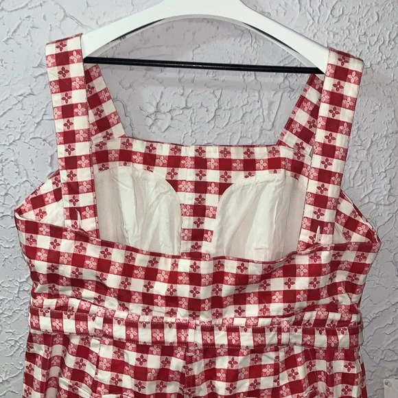 Rachel Antonoff Daisy Gingham Romper Red White Size 4 Picnic Checkered Vacation - Picture 8 of 16